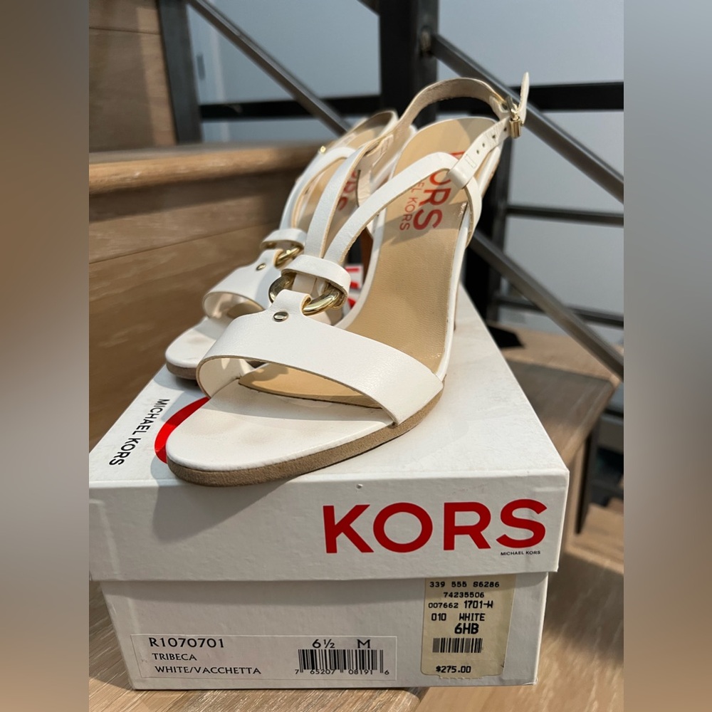 Michael Kors White Cork Heels Size 6.5